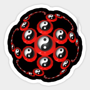 Yin Yang Design - Red Color with a Ball Effect Sticker